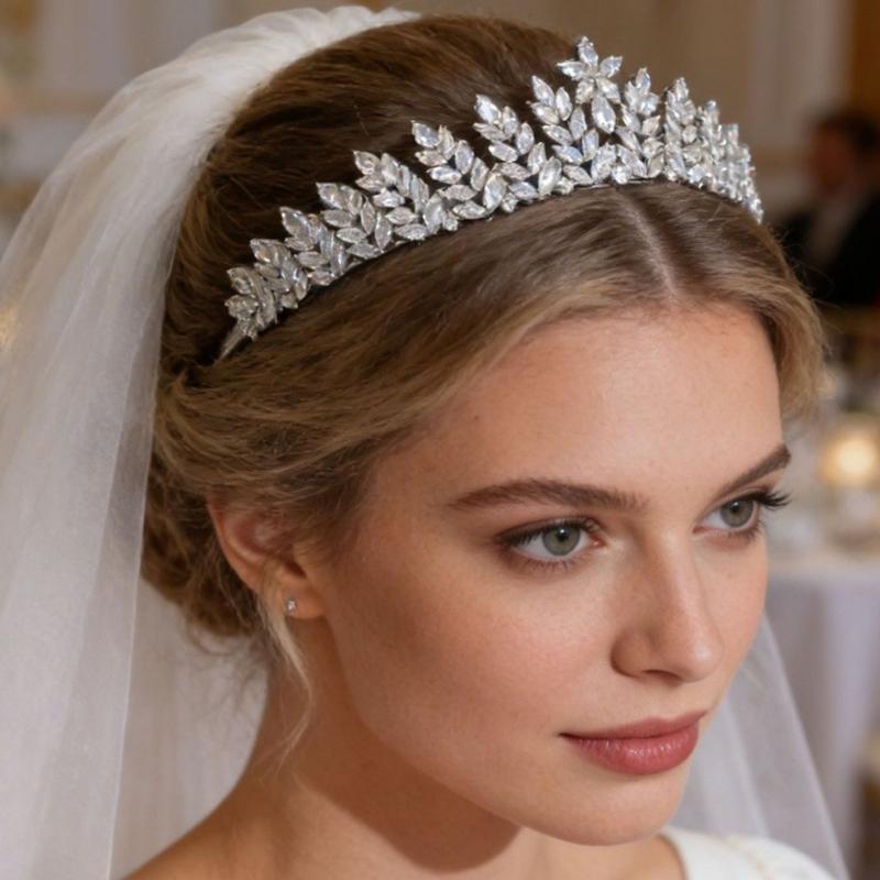 Elegant Crystals Tiaras Portable for Bridal Silver Princess Crowns Headband Hair Accessory for Wedding and Pageant