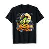 Frog Witch Hat Bats Pumpkin Halloween T Shirt Vintage Streetwear Graphic Designer Clothes Homme Versatile Casual Fashion