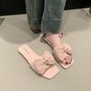 Large Size Flat-bottomed Slippers Women's Summer New Bow Versatile Fashion Drag Outer Wear Women's Drag Tide