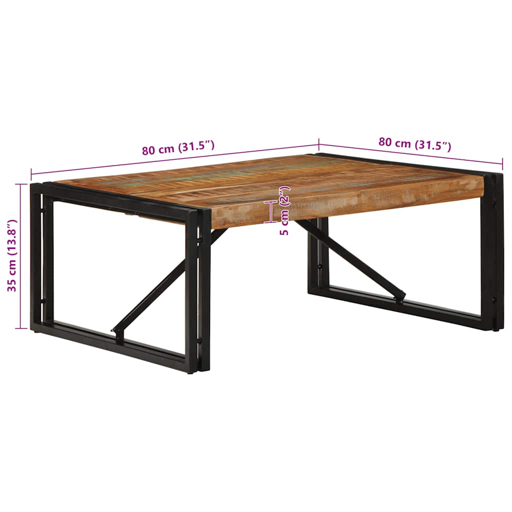 Multicolored Coffee Table 80 X 80 X 35 Cm Solid Reclaimed Wood