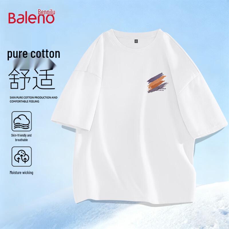 

Baleno Men s Loose Fit Cotton Short Sleeve T-Shirt S