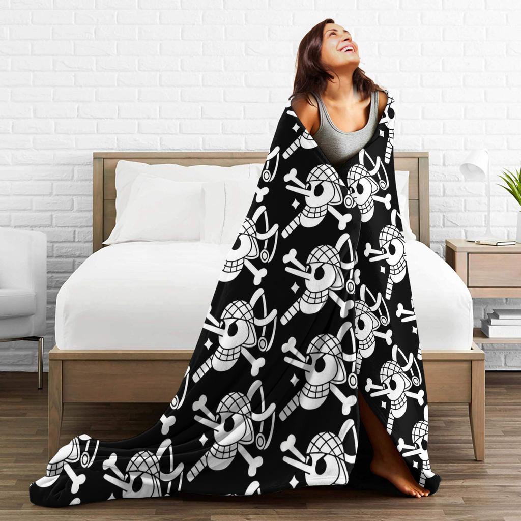 Usopp Jolly Roger Velvet Throw blanket Luffy Anime blanket for Home Office Super Warm Bedding Throws,