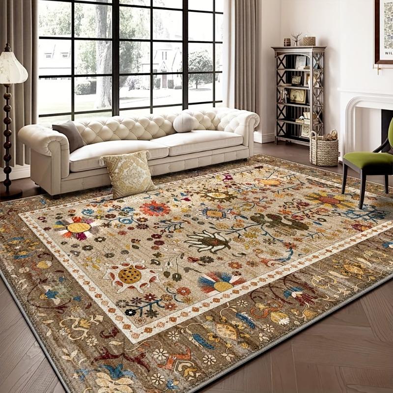 Persian Retro Style Living Room Bedroom Bed Soft Mat Washable Foldable Carpet Entry Door Mat Suitable for Living Room, Bedroom