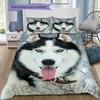 Siberian Husky Snow Scene Print 3 Pieces Duvet Cover Set Pet Dog Animal Bedding Bedroom Home Decor Without Pillow Core Comforter