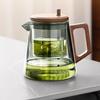 650ML Glass Tea Pot Kettle Infuser One Click Switch Heat-resistant Teapot Water Separation Inner Tea Filtration Wooden Handle