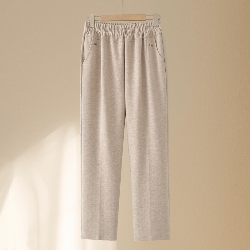 

Spring High-Waisted Elastic Straight-Leg Pants for Middle-Aged and Elderly Women XL (90-105 jin)