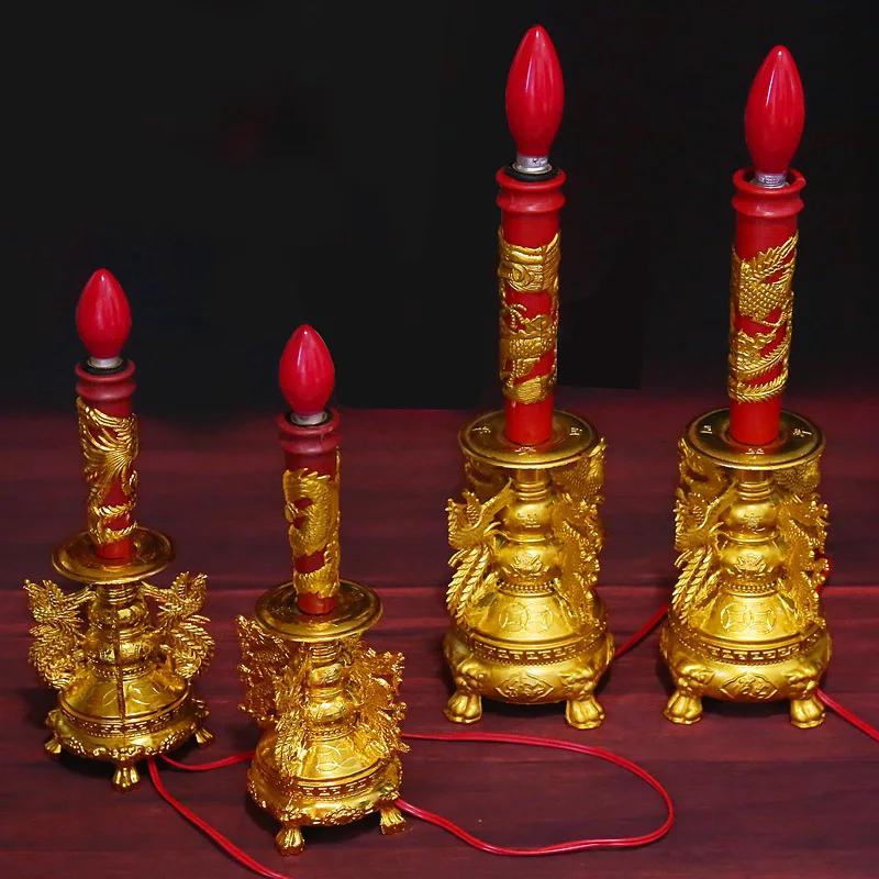 Electronic Detachable Candle, Buddhist Prayer Lamp, LED Bulb, God of Wealth Lamp, Dragon and Phoenix Lamp, Safety Plug