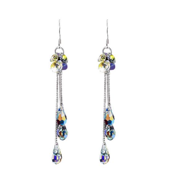 

Fashion Women Colorful Rhinestone Long Tassel Charm Hook Earrings Jewelry Gift разноцветный