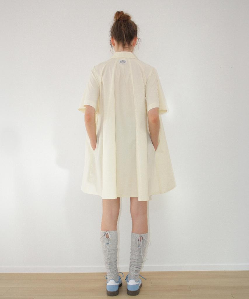 Ronron A Line Collar Shirt Dress Soft Yellow