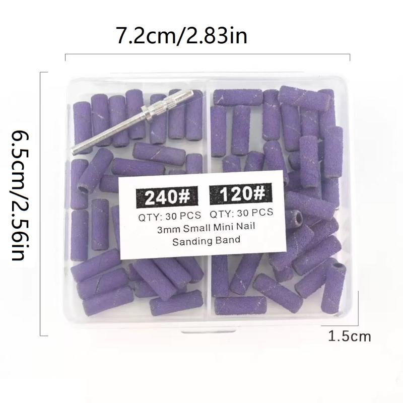 60 Pcs/Box 3Mm Mini Sanding Bands Stainless Steel Nail Drill Bits Mandrel Electric Manicure Accessories Tool