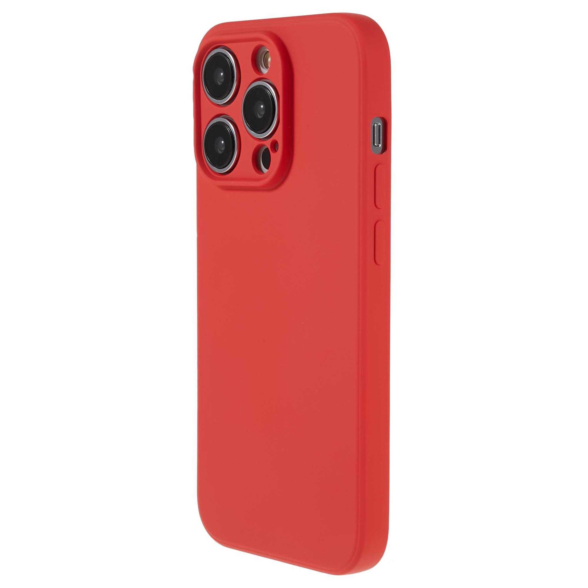 

Rubberized Candy Color Shell for iPhone 15 Pro Soft TPU+Fiber Lining Phone Case Phone Cover Red