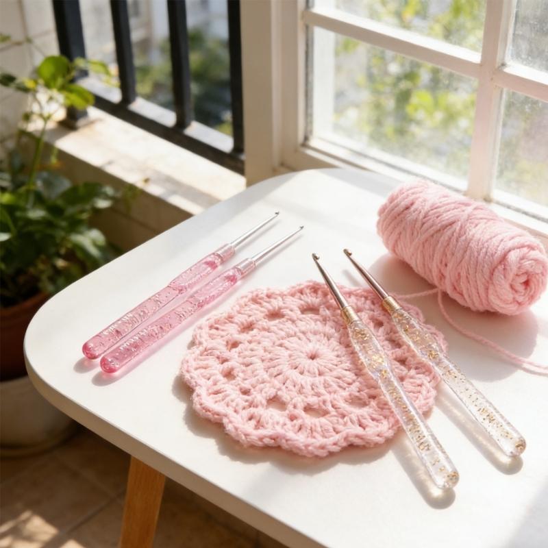 Multiple Size Crochet Hook Set with Gauges Storage Bag Ergonomic Handle Efficient Knitting Projects Solution