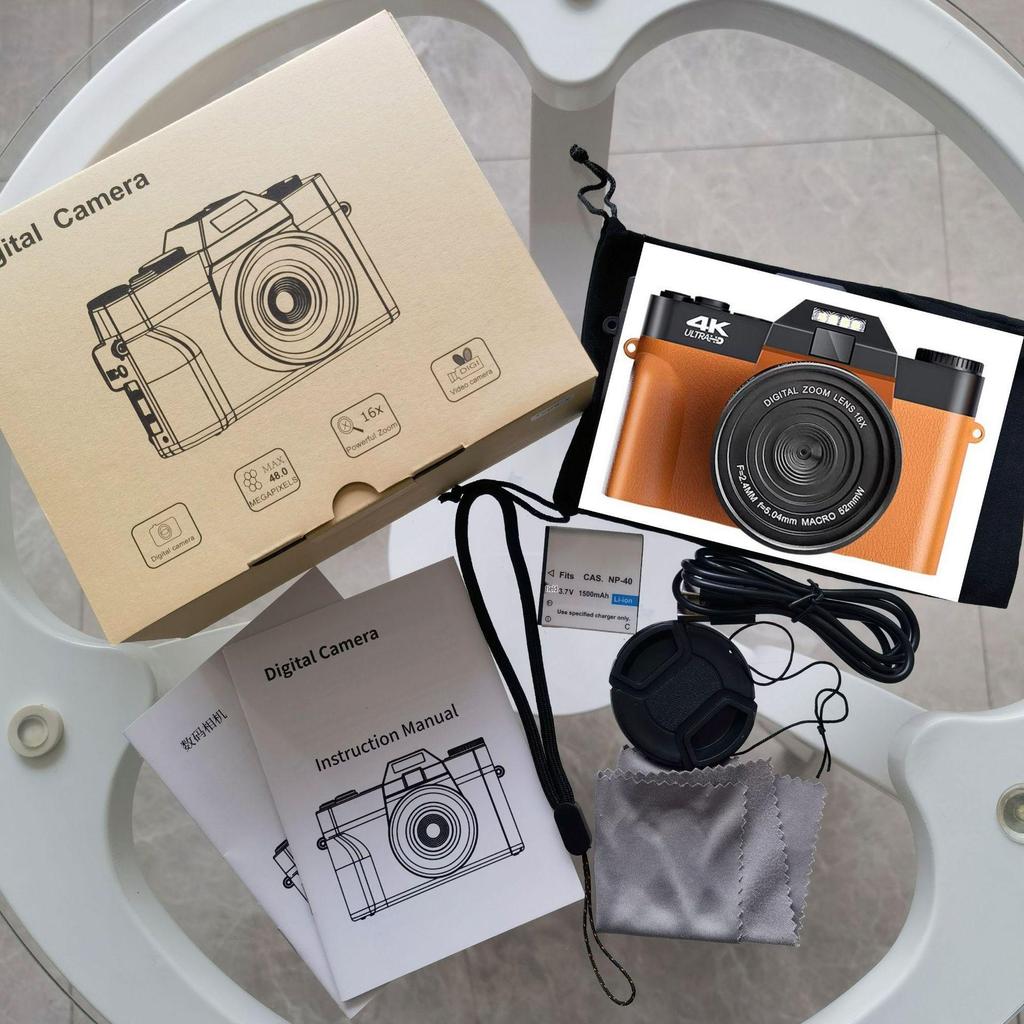 48MP 4K HD Retro Mirrorless SLR Camera with Wide Angle Lens - Perfect for Entry-Level Students and Videography