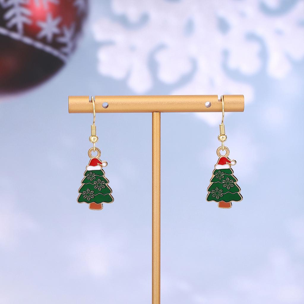 Cartoon Drip Santa Earrings, Personalized Christmas Column Elk Gingerbread Man Earrings