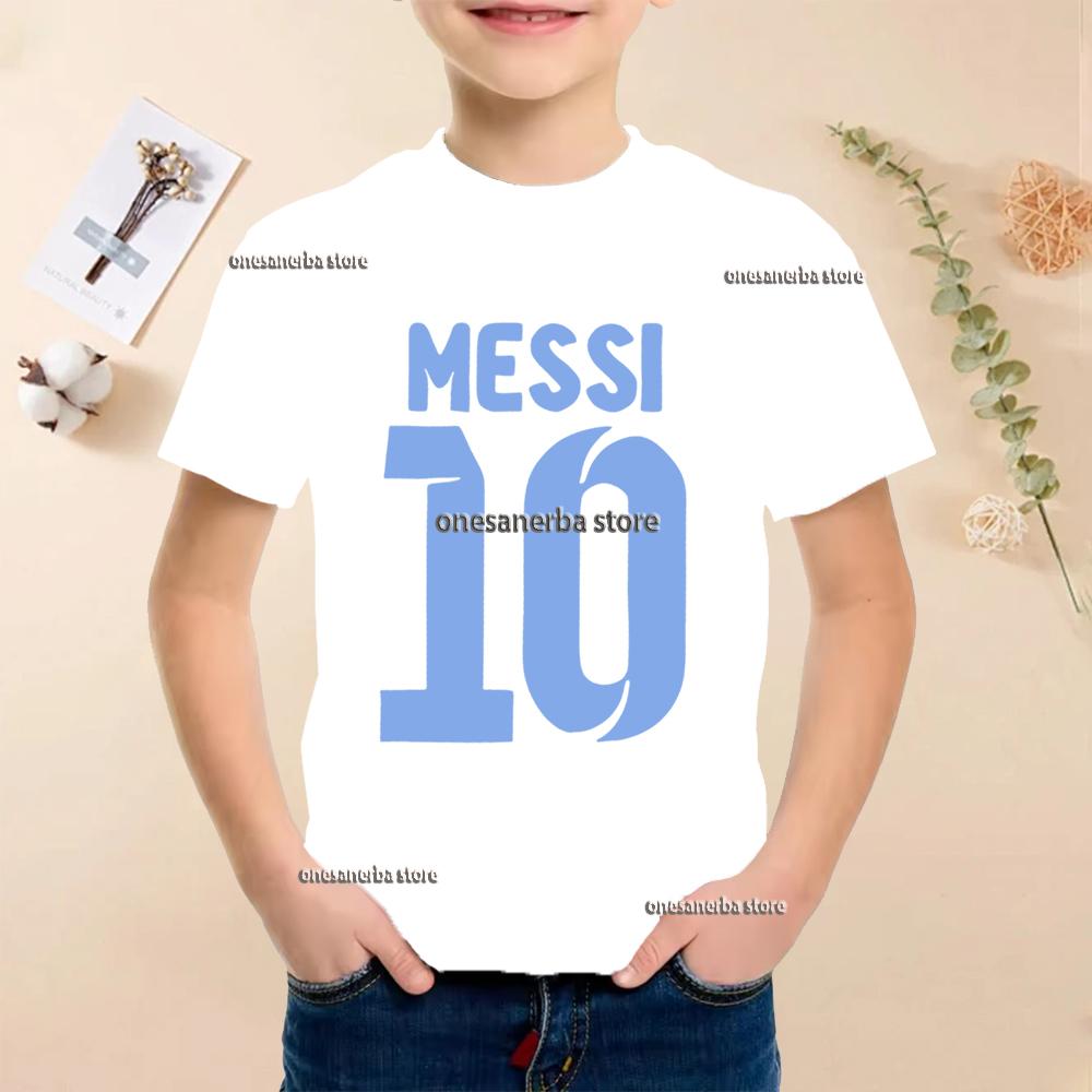 Summer Football Star Idol Cotton Messi Print Children TShirt Kid Teen Clothing Casual Fashion Sports Brand Boy Girl Tee Top