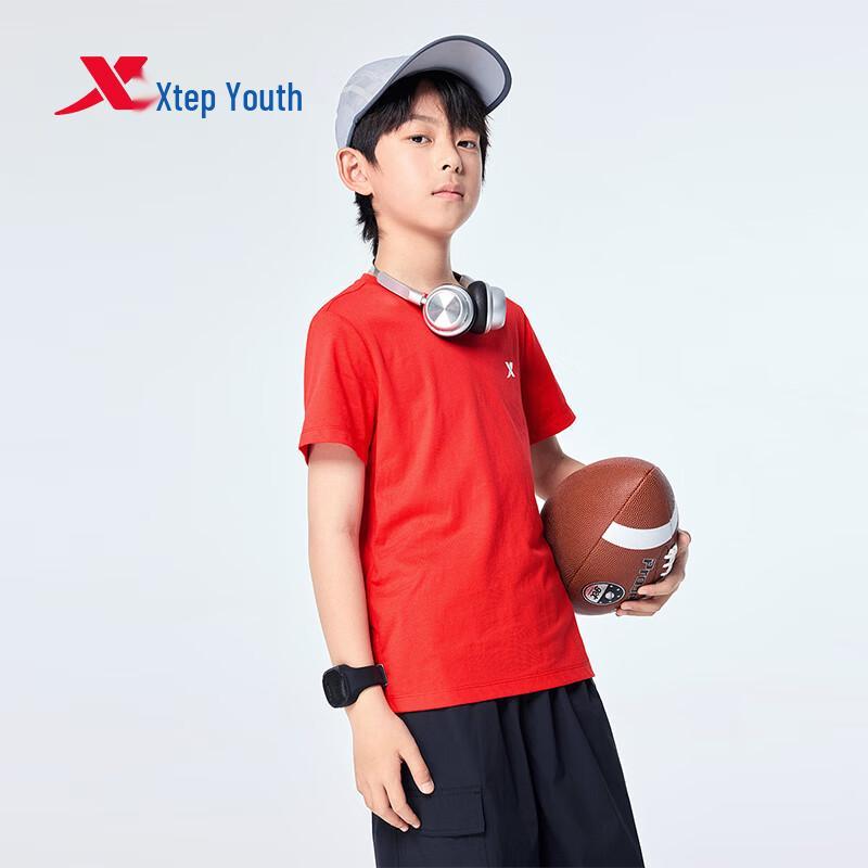 Xtep Youth Letter Print Cotton Short Sleeve T-Shirt