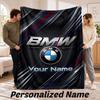Coperta di Flanella Personalizzata BMW M Testo con Nome Personalizzato Morbida Coperta da Divano Decorazione per la Casa
