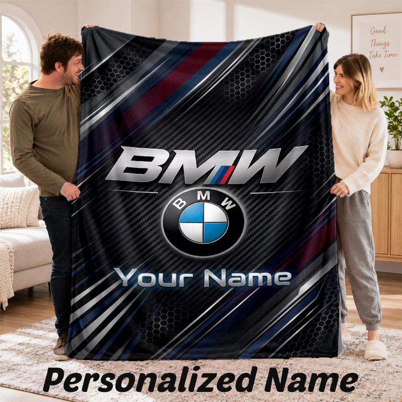 Coperta di Flanella Personalizzata BMW M Testo con Nome Personalizzato Morbida Coperta da Divano Decorazione per la Casa