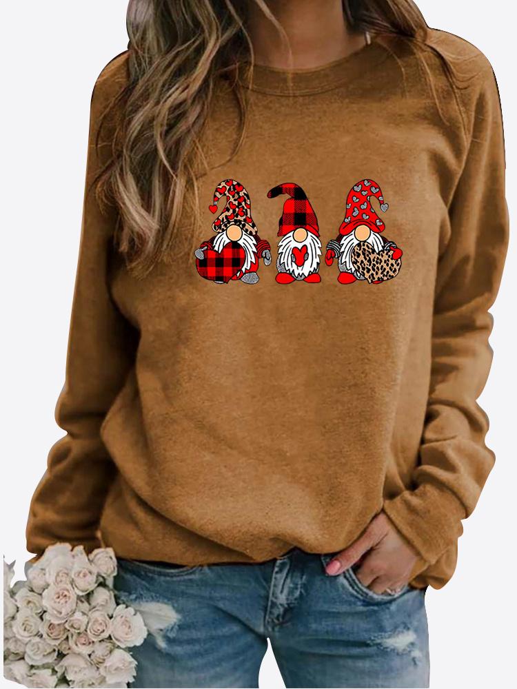 Tricou cu imprimeu LOVE pentru femei de iarnă, cu gât rotund, cu mânecă lungă, ocazional, bluză, pulover de pluș