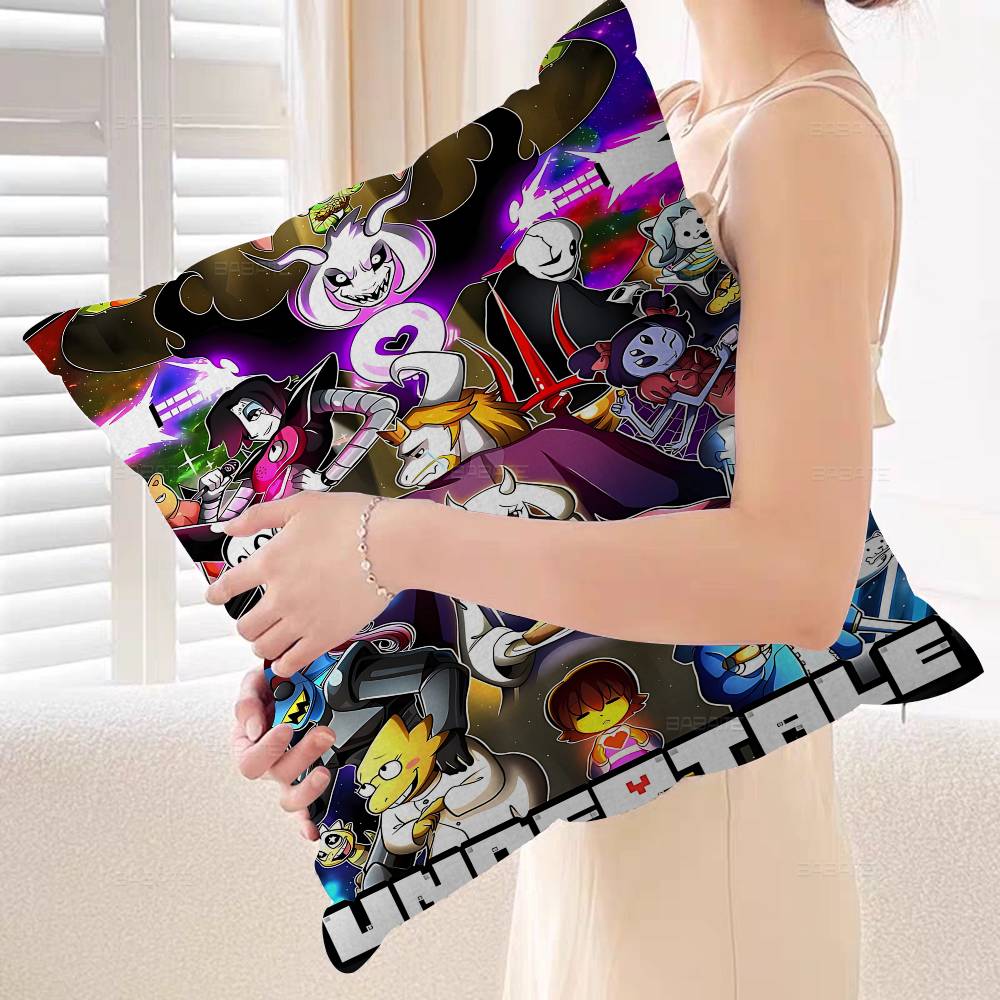 Anime Undertale Game Pillow Covers Cartoon Sofa Decorative Home Double-sided Printing Short Plush Cute Cushion Cover