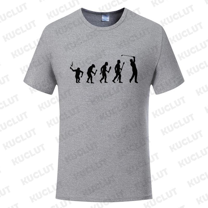 Fashion Brand Clothing Golf Evolution of Man Men's Tee Shirt Round Neck Shirt Short Sleeve Breathable Fashion Casual Shirt Tops