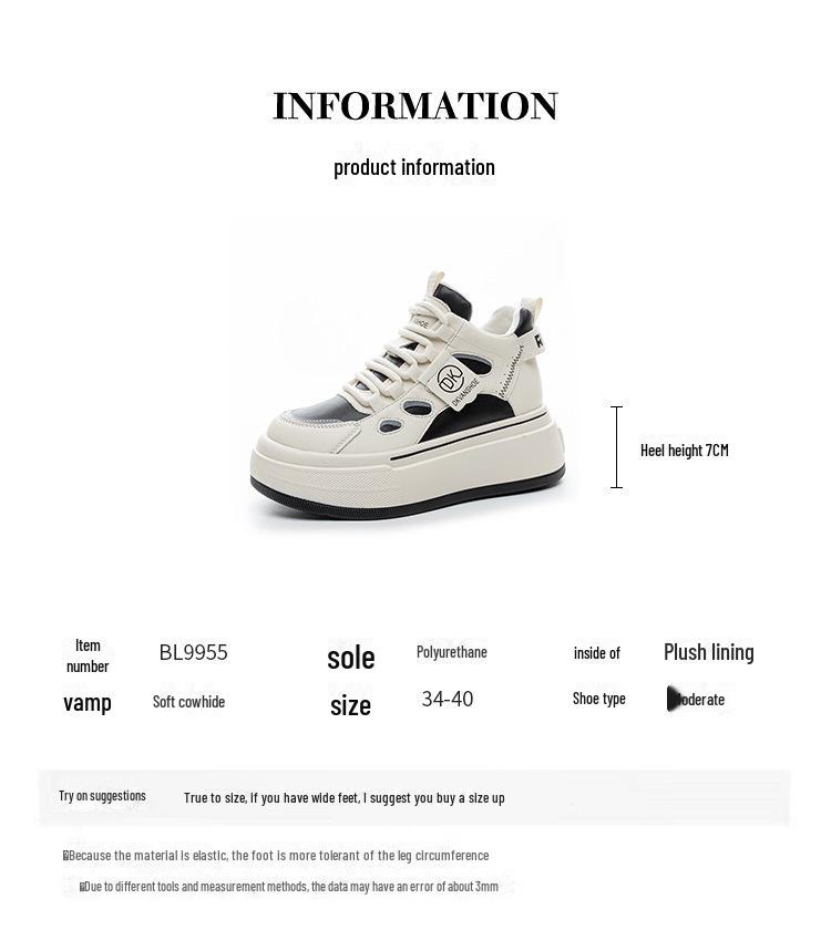 Women's Genuine Leather Velvet Platform Sneakers - Warm, Thick-Soled, Casual High-Tops for Spring 2025.