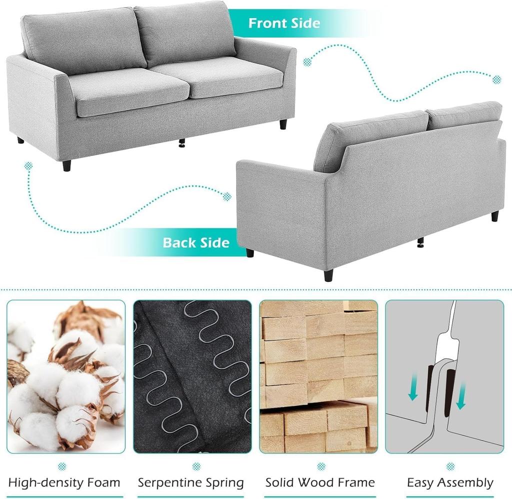 2 Seater Sofa with Removable Sofa Covers Double Seat Small Sofa Two Seater Couch Modern Living Room