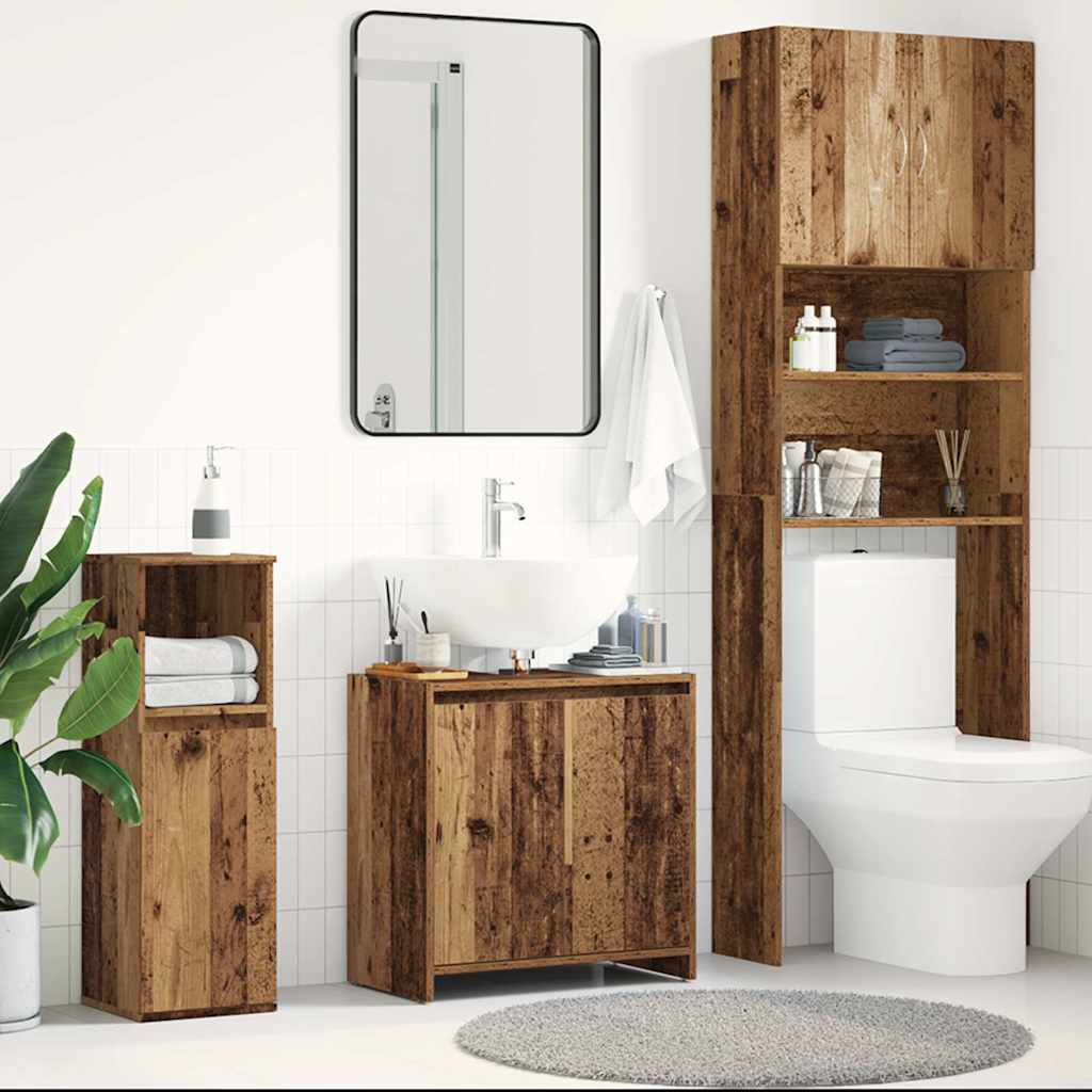 Bathroom Vanity Cabinet with Rustic Wood Effect 60 X 33 X 60 Cm Engineered Wood