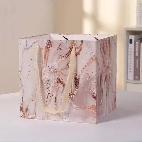 

3 шт. Большая портативная подарочная сумка Утолщенная белая картонная коробка для упаковки цветов Квадратная сумка «Звездное небо» для закусок и DIY-цветочных композиций 20X20X20cm