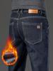 Jeans Rectos para Hombre con Forro Polar, Diseño Clásico Pantalones Vaqueros Gruesos para Hombre, Jeans Cálidos para Otoño/Invierno