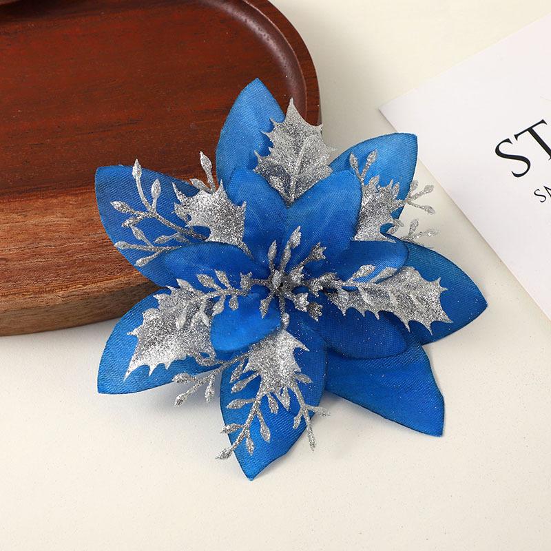 Gold Powder Christmas Flower Head for DIY Tree Decorations