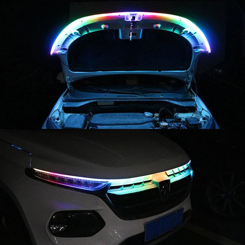 RGB Car Hood Light Led Colorful Flowing Headlight Decorative Atmospere Lamp Modified Daytime Running Lights APP Remote Control