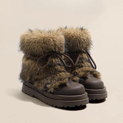 Stivali Mao Mao stivali da neve antiscivolo da donna autunno e inverno nuovi ispessiti caldi tubo medio scarpe di cotone suola spessa rialzanti testa grande stivaletti