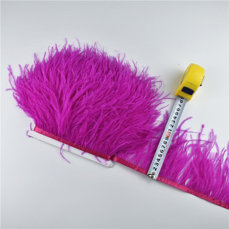 1Meters Ostrich Feathers On Tape Fringe Trim Ribbon 10-15Cm 4-6" Long White Feather Trims Decor For Clothes Flecos Decoration