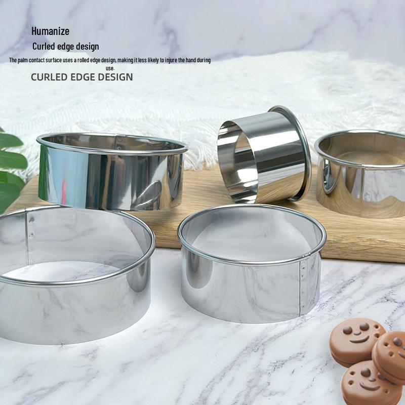 5-Piece Stainless Steel Round Cutter Set for Cakes, Dumplings, Cookies, Mousse, Fruits & Vegetables.