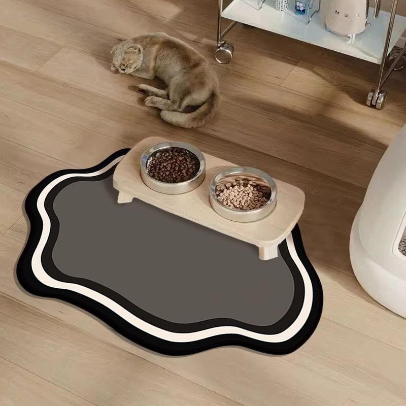 Pet Feeding Mat Cute Shape Dog Diatom Mud Bowl Mat Non-Slip Waterproof Home Decoration Pet Food Mat for Home Dog Feeding Prevent Food Spills
