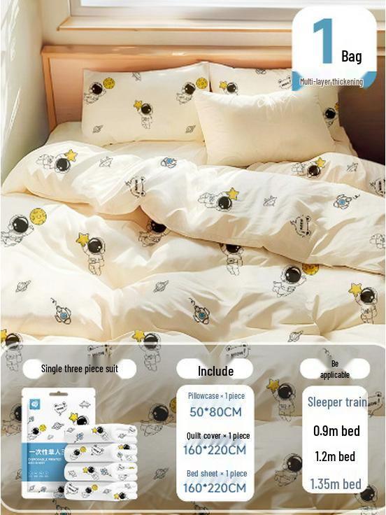 Disposable Bed Sheets, Pillowcases, and Duvet Covers Set - Durable Double Size for Travel