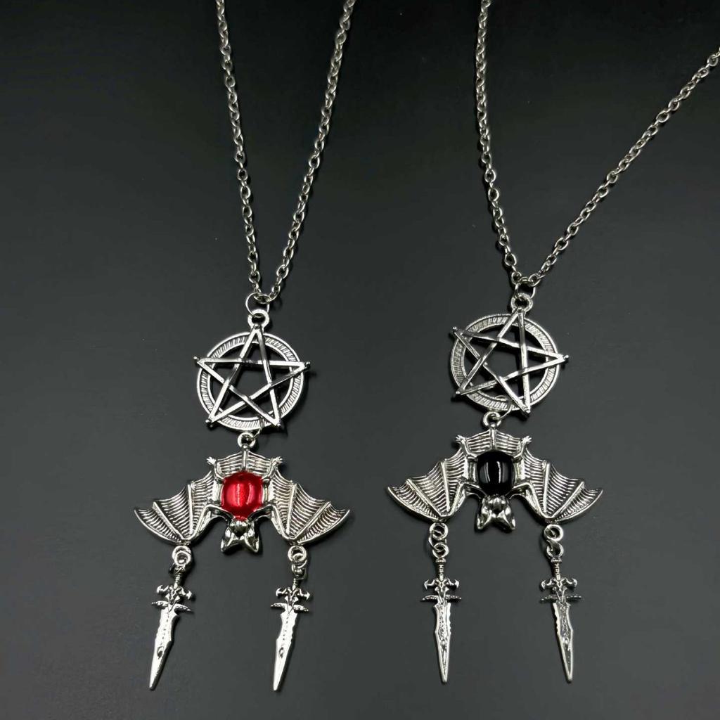 Gothic Style Y2K Personalized Creative Star Bat Demon Sword Pendant Women's Necklace, Suitable for Daily Wear