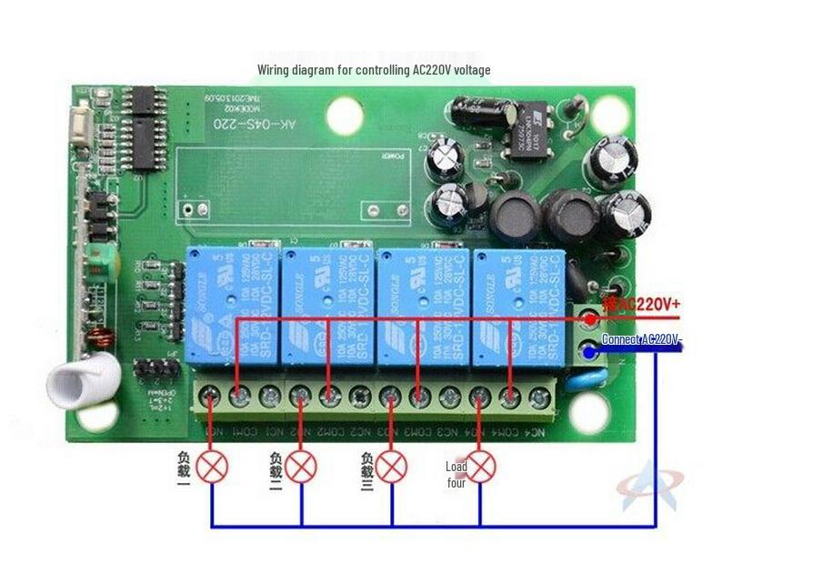 High-End 4-Button 220V Smart Wireless Remote Control: Jog, Self-Locking, Interlocking, and Selectable Modes.
