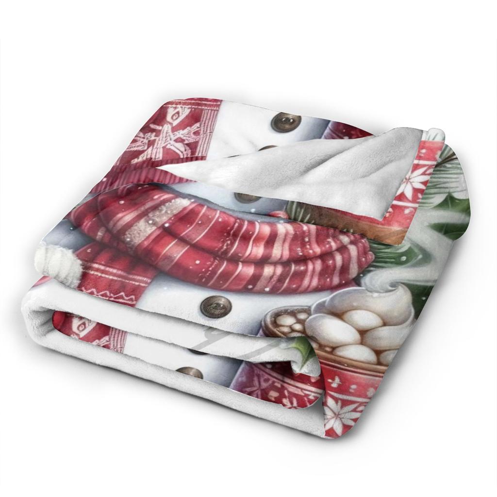Christmas Snowman Plush Blanket Girls Boys  Flannel Bedding Throws For Outdoor Warm Soft Design Quality Bedspread Gift
