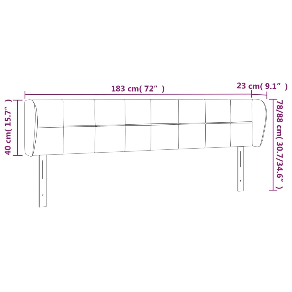 Headboard with Ears Pink 183x23x78 88 Cm Velvet