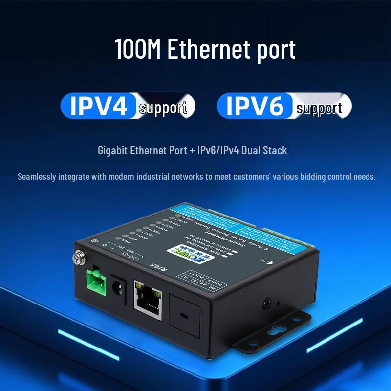 High Baud Rate 4-Channel RS232 to Ethernet Serial Server Module