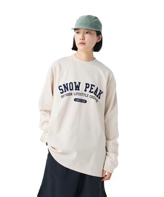 Snow Peak Camiseta de Manga Comprida com Logo Varsity TS-26SU002, Masculina/Feminina, OFF WHITE, M