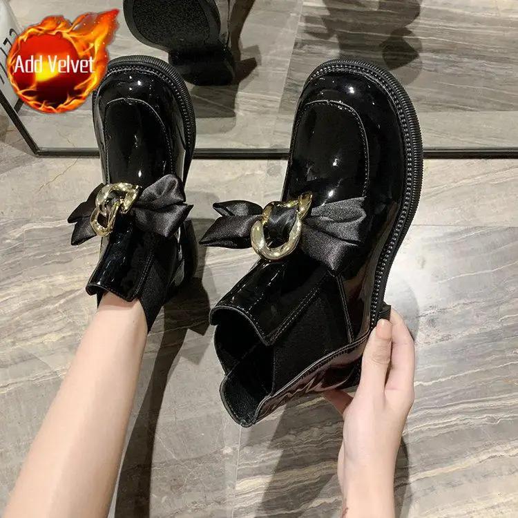 

Модные Элегантные Женские Черные Ботильоны на Низком Каблуке с Круглым Носком Женские Короткие Ботинки Удобные Предложение Y2k Весна 2024 Ботильоны 40