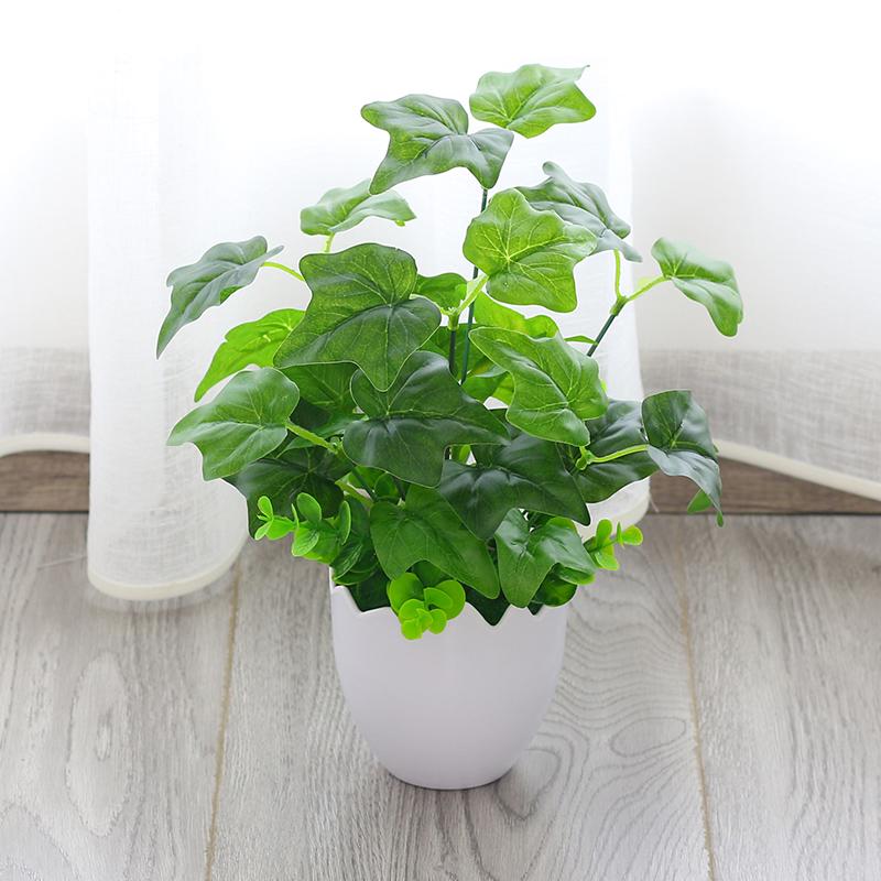 Ornements de Plantes Artificielles Vertes Premium pour Bureau - Décor Herbe et Fleurs en Soie