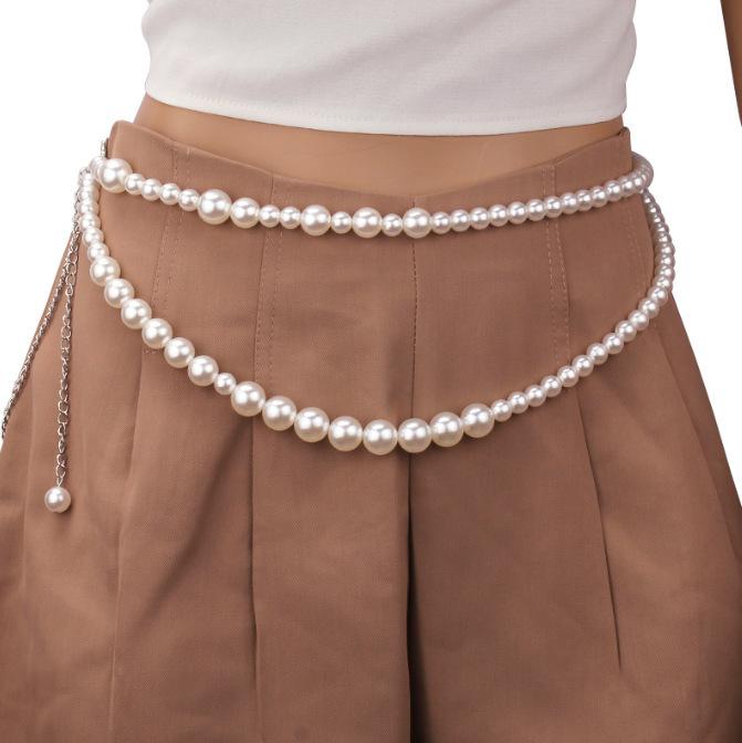 New pearl pendant decorative chain jewelry metal waist chain sexy body chain waist chain