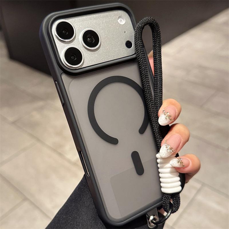 Frosted Magnetic iPhone 17 Pro Case with Lanyard, Compatible with iPhone 11/12/16/17