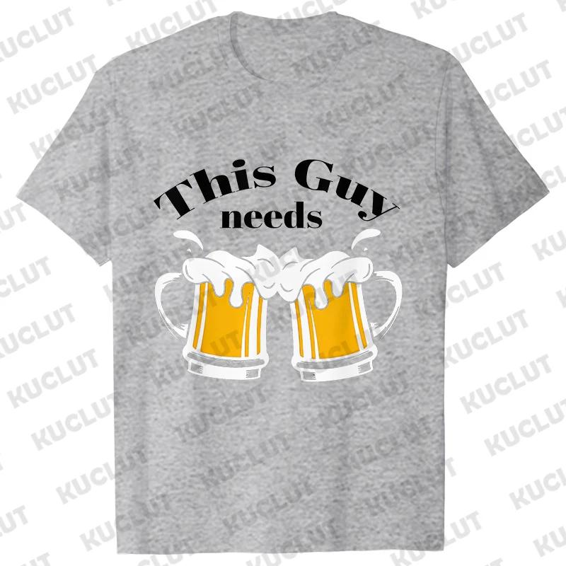 Men's Street Wear T-shirts Need Beer Graphic Tee Shirt Homme Funny Low Battery Need Beer Novelty T-Shirt Drinking Party Tshirts