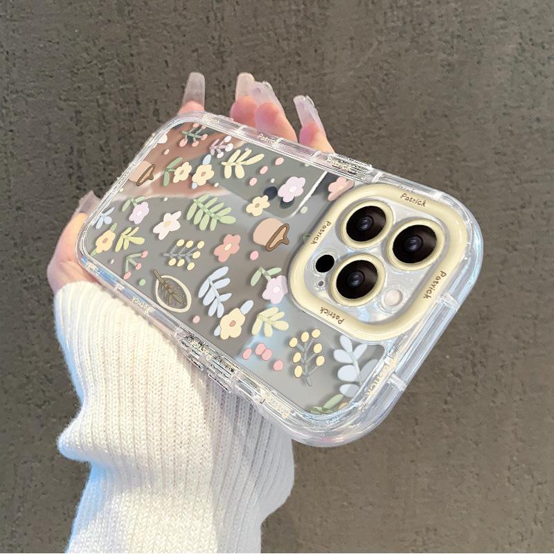 Fresh Florals Are Applied To Apple 15 Mobile Phone Case IPhone 14promax Mirror 13 Transparent Xs Anti-fall 8p