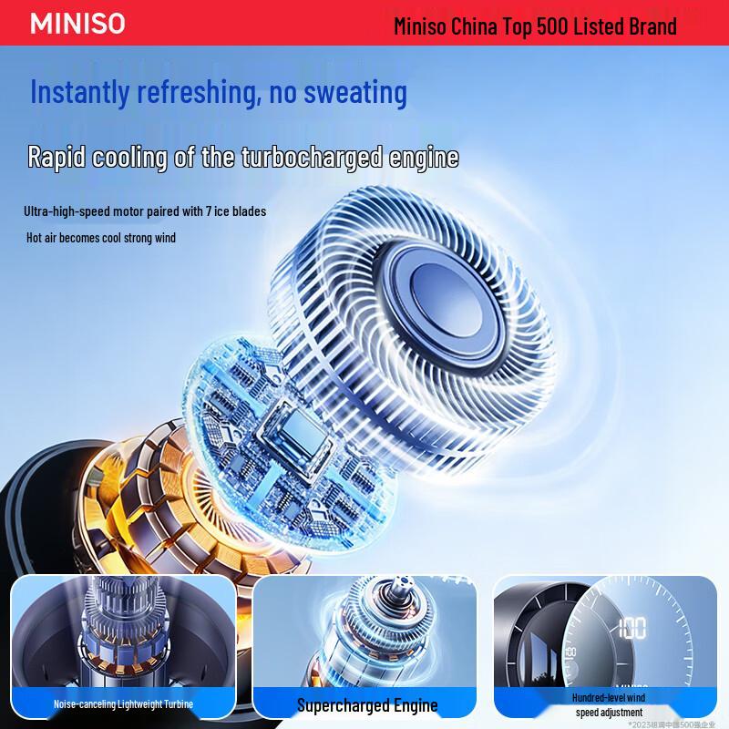 Miniso 100-Speed Portable USB Rechargeable Desk & Hanging Fan